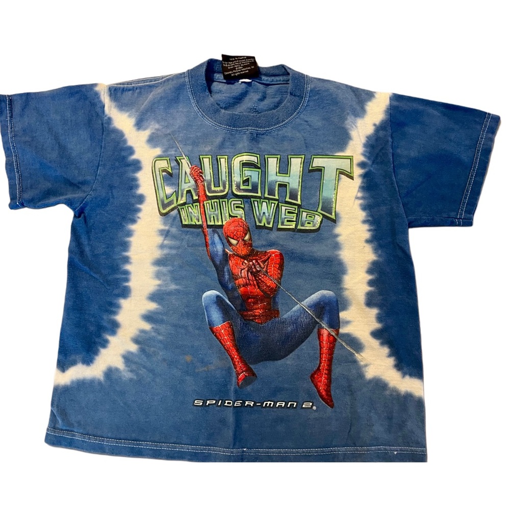 Vintage Spider-Man 2 Tie Dye T-Shirt Boys 9 Youth Freeze Tee Y2K